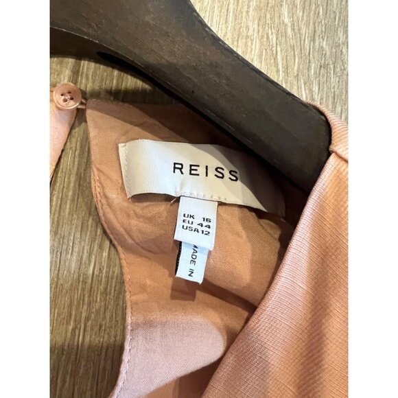 NWOT REISS IONA TIE WAIST BODYCON MIDI BLUSH DRESS SIZE 12 - Picture 7 of 10